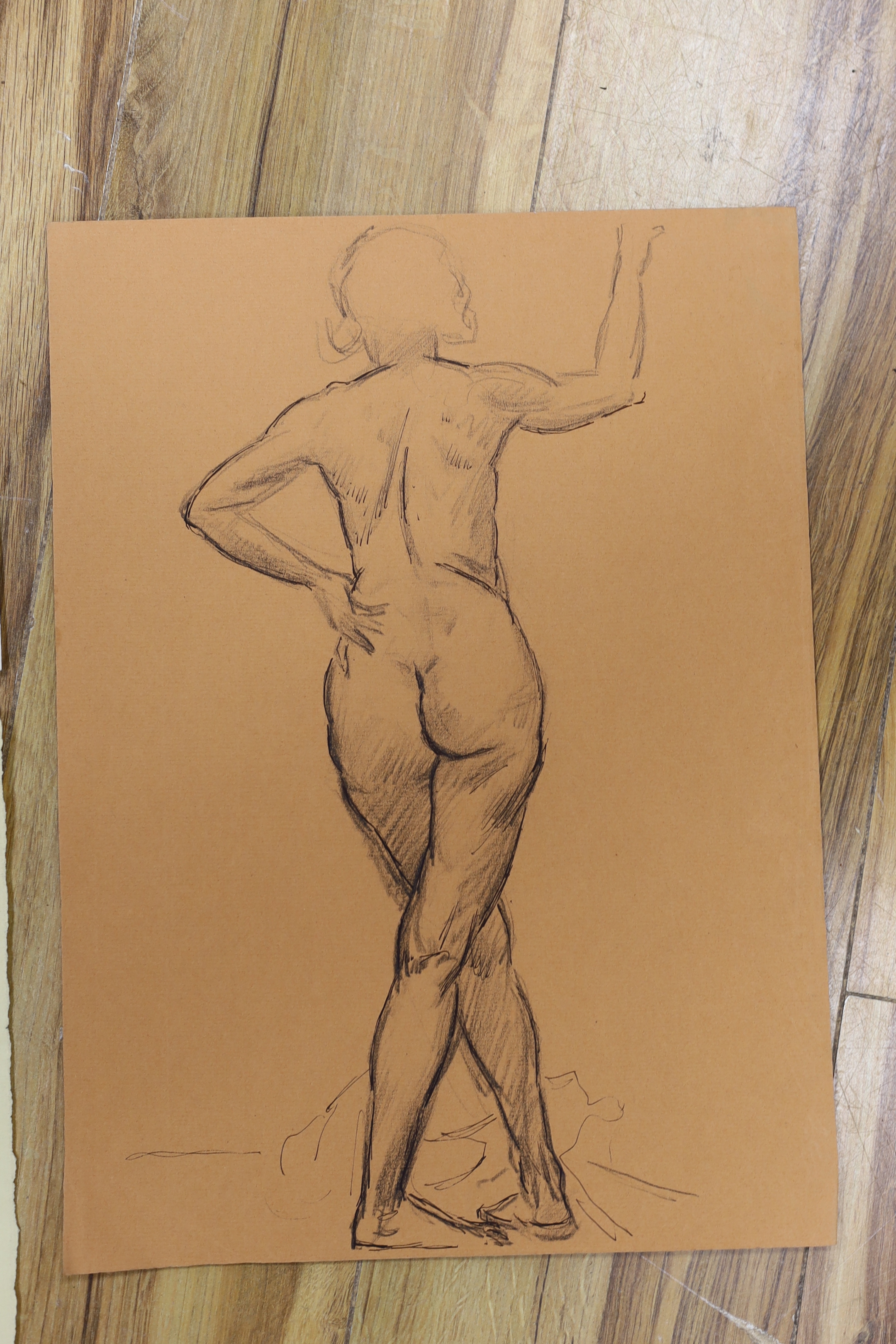 Clifford Hall (1904-1973), five ink and pencil nude studies on paper, largest 38 x 28cm, unframed